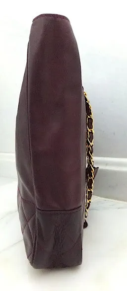 Authentic Chanel Vintage Large Quilted Burgundy Wine Tote
