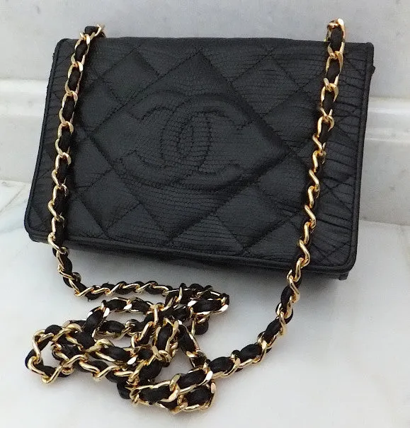 Authentic Chanel Vintage Mini Lizard Flapover