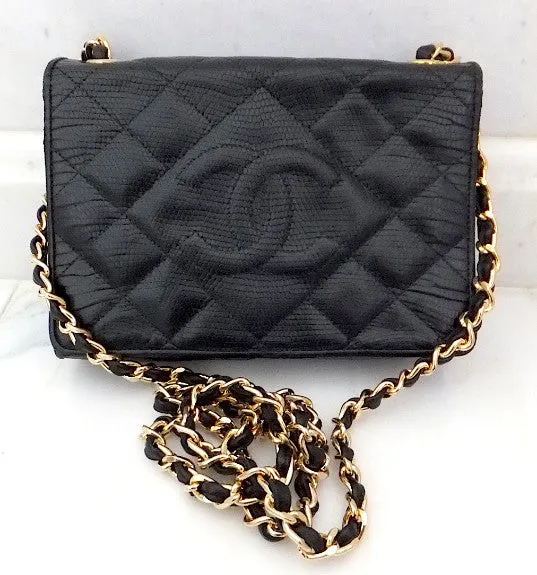 Authentic Chanel Vintage Mini Lizard Flapover