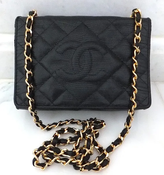 Authentic Chanel Vintage Mini Lizard Flapover