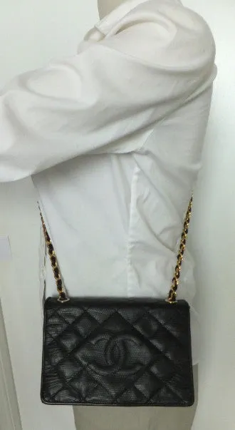 Authentic Chanel Vintage Mini Lizard Flapover