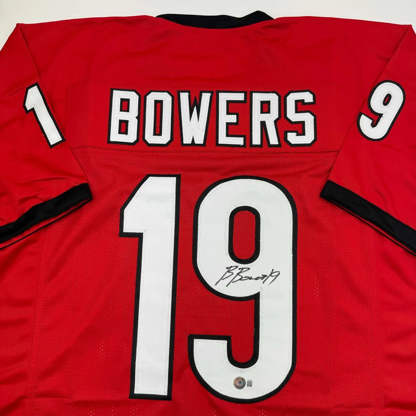 Autographed/Signed Brock Bowers Georgia Red College Football Jersey BAS COA