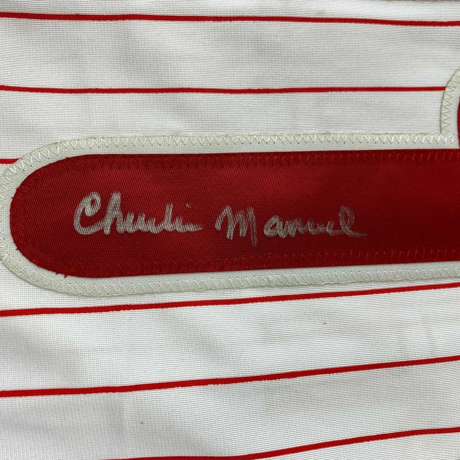 Autographed/Signed Charlie Manuel Philadelphia Pinstripe Jersey PSA/DNA COA
