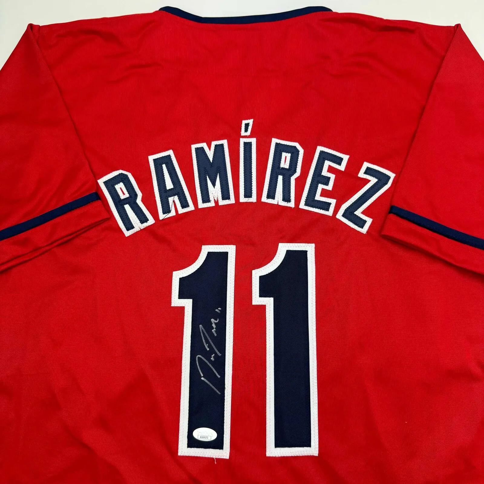 Autographed/Signed Jose Ramirez Cleveland Red Baseball Jersey JSA COA