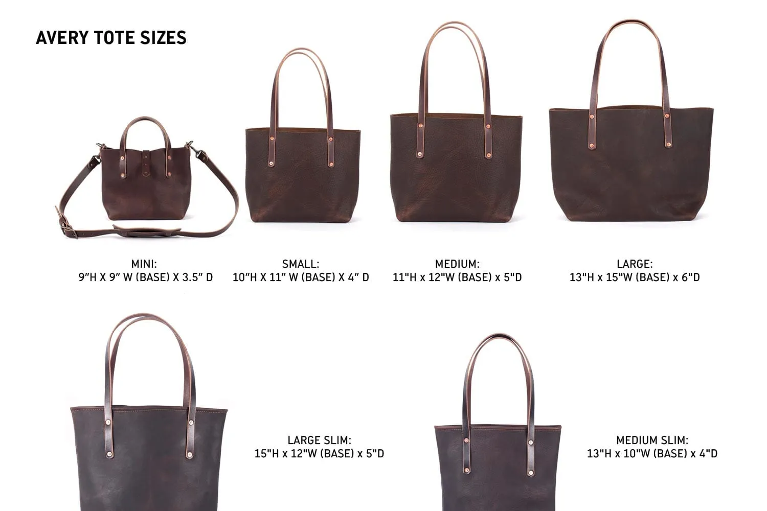 AVERY LEATHER TOTE BAG - SMALL - RAVEN