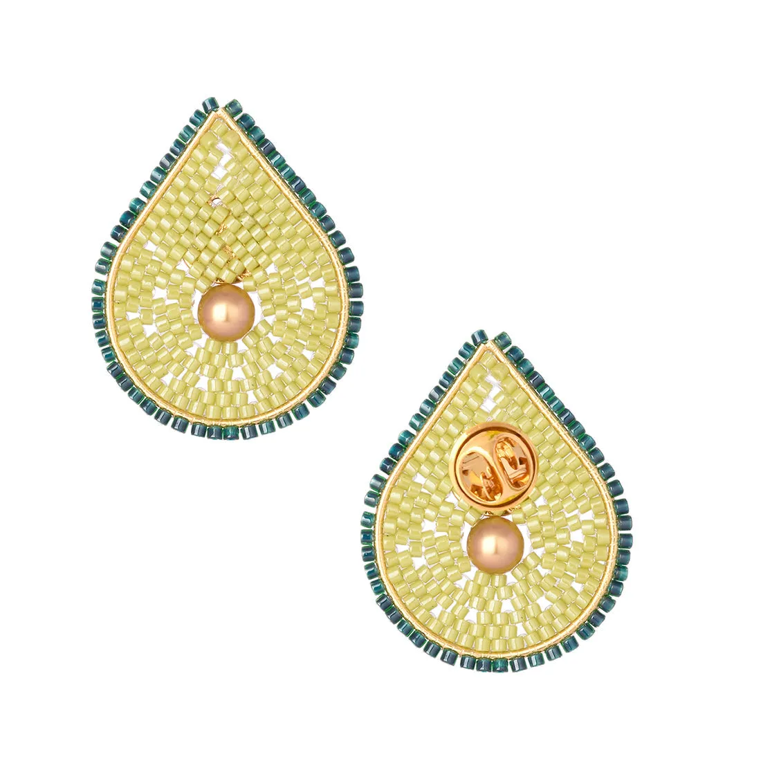 Avocado beaded gold plated pin