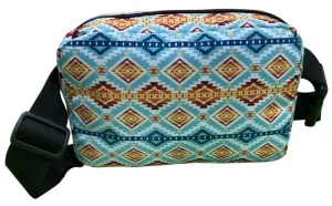 Aztec Nylon Belt Bag - Blue/Orange/Teal