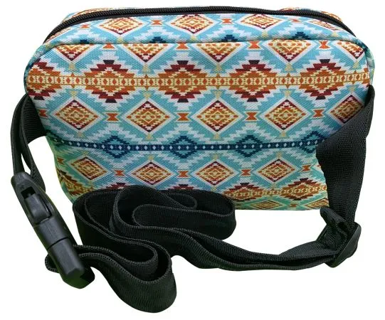 Aztec Nylon Belt Bag - Blue/Orange/Teal