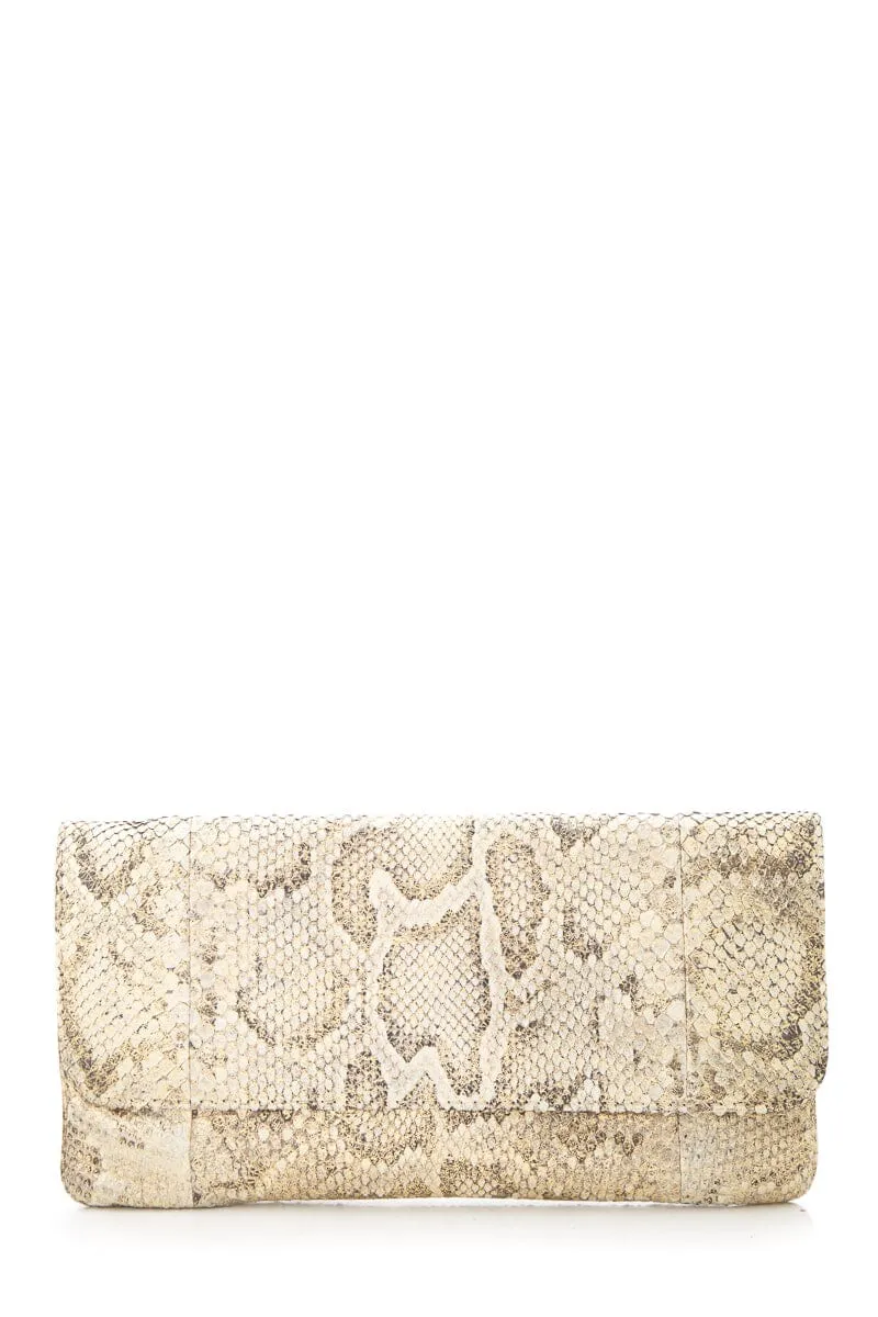 Badgley Mischka Shimmer Snakeskin Clutch