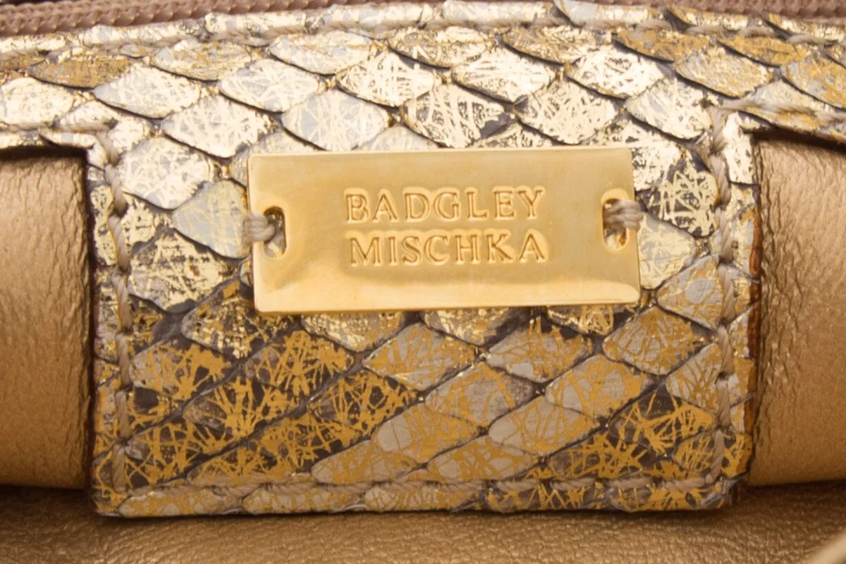 Badgley Mischka Shimmer Snakeskin Clutch