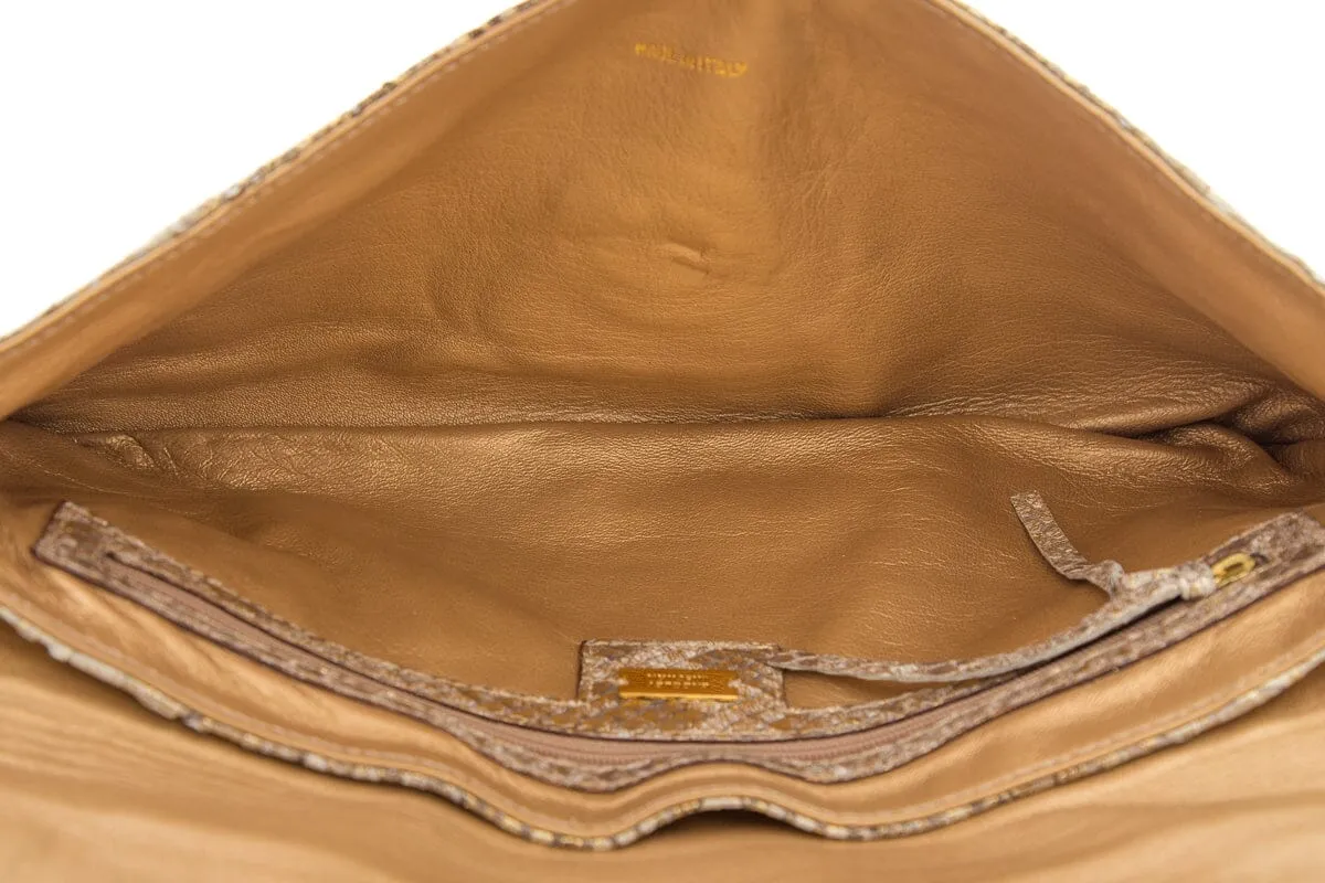Badgley Mischka Shimmer Snakeskin Clutch