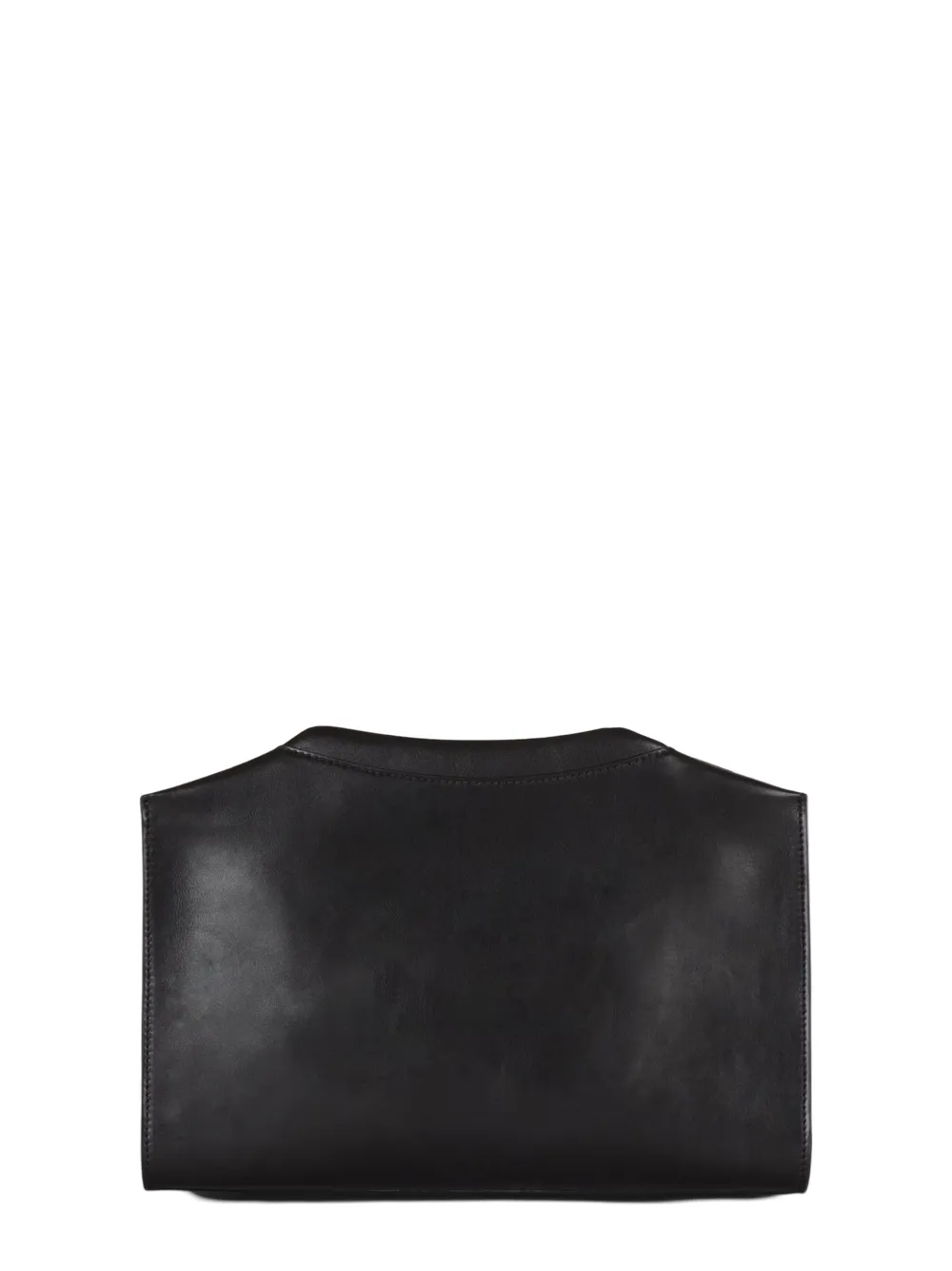Balmain Crewneck Zipped Calfskin Pouch in Noir