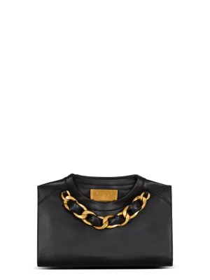 Balmain Crewneck Zipped Calfskin Pouch in Noir