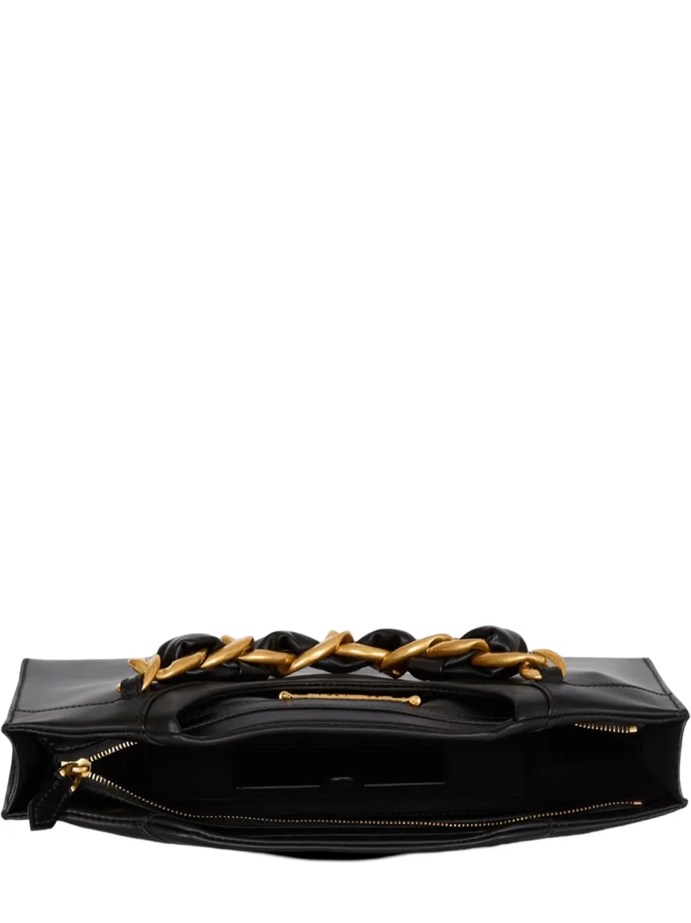 Balmain Crewneck Zipped Calfskin Pouch in Noir