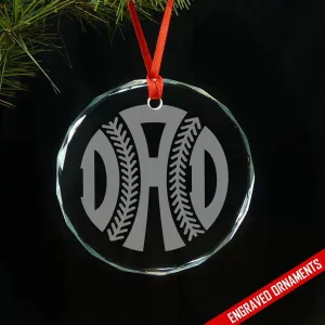 Baseball Dad Engraved Glass Ornament