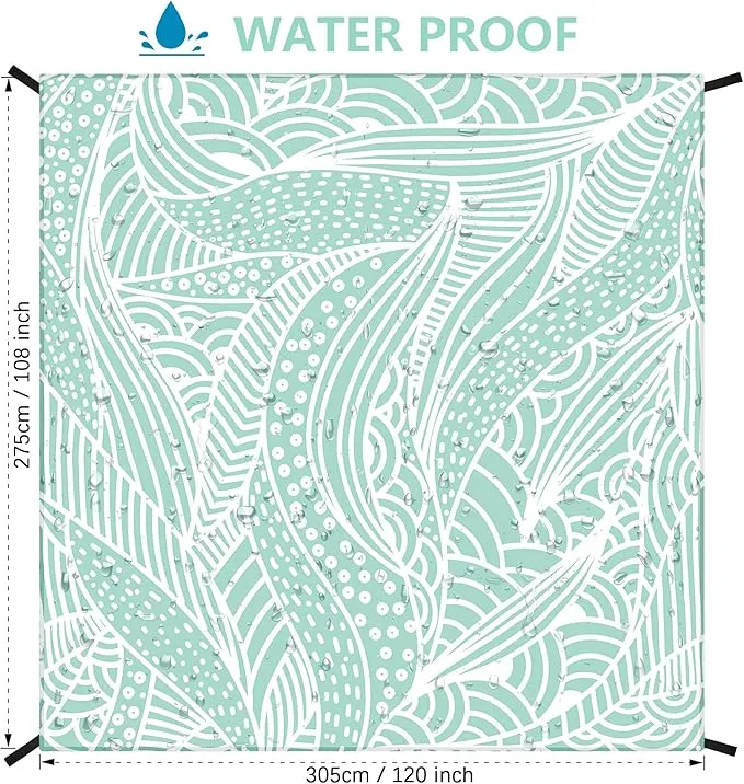Beach Blanket, Sandproof Beach Mat, Waterproof Quick Drying Lightweight Outdoor Picnic Mat 120"x108" for 2-8 Adults with Pocket for Travel, Camping, Hiking
