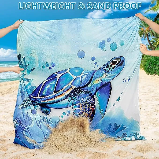 Beach Blanket, Sandproof Beach Mat, Waterproof Quick Drying Lightweight Outdoor Picnic Mat 120"x108" for 2-8 Adults with Pocket for Travel, Camping, Hiking