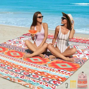 Beach Blanket, Sandproof Beach Mat, Waterproof Quick Drying Lightweight Outdoor Picnic Mat 79"x108" for 2-5 Adults with Pocket for Travel, Camping, Hiking