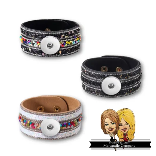 Beaded Rhinestone Cuff Bracelet