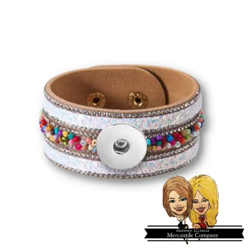Beaded Rhinestone Cuff Bracelet