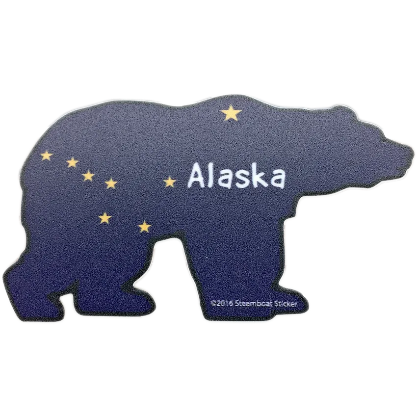 Bear Alaska Flag Mini Sticker