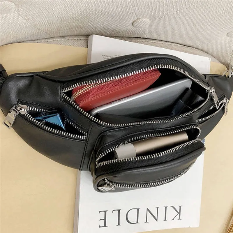Black Bum Bag Faux Leather Waist Bag