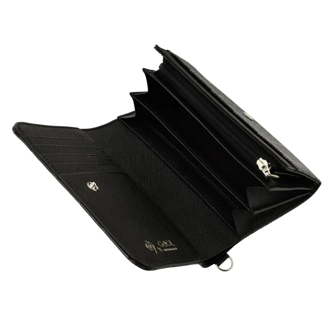 Black Chocolate Leather Short Wallet【Japan Jewelry】