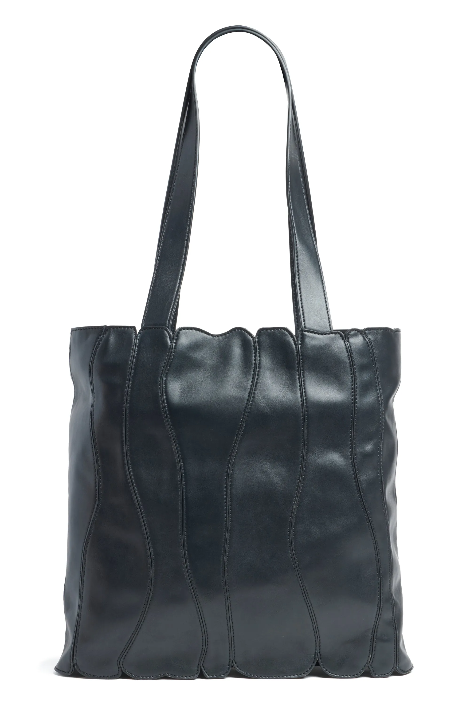 BLACK GRAPE FAUX LEATHER CATERPILLAR TOTE