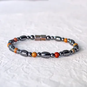Black Hematite & Red Creek Jasper Magnetic Therapy Bracelet