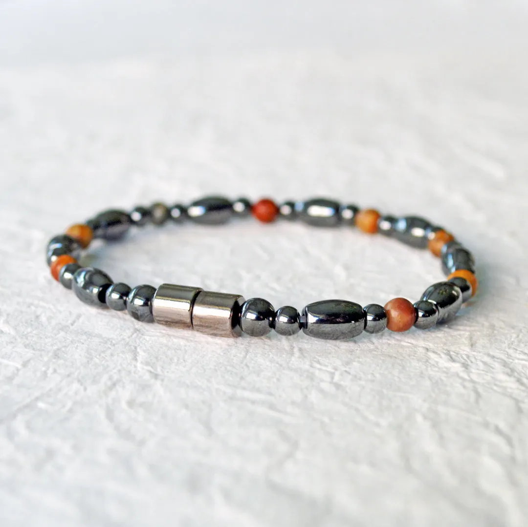 Black Hematite & Red Creek Jasper Magnetic Therapy Bracelet