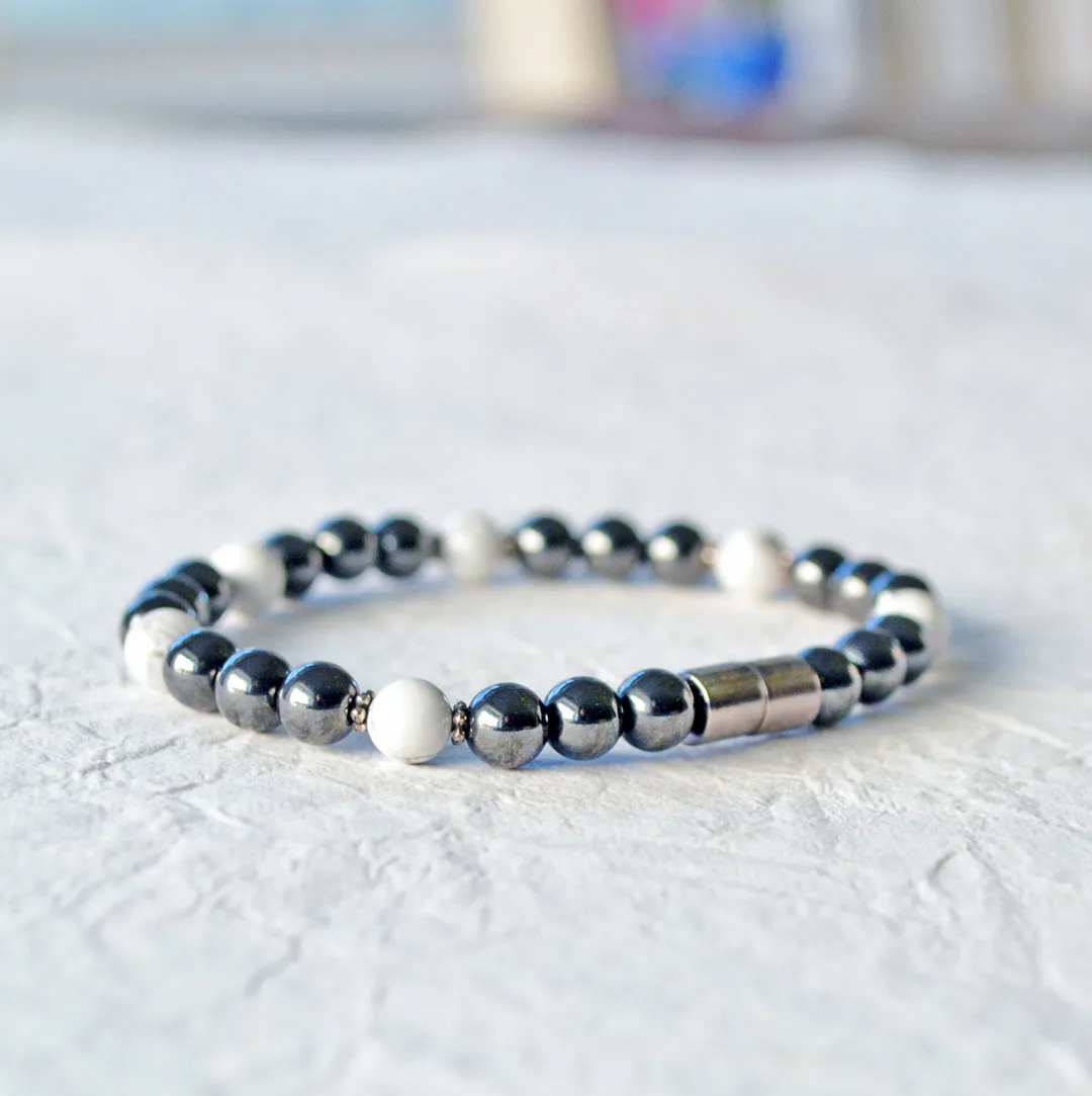 Black Hematite & White Howlite Magnetic Therapy Bracelet
