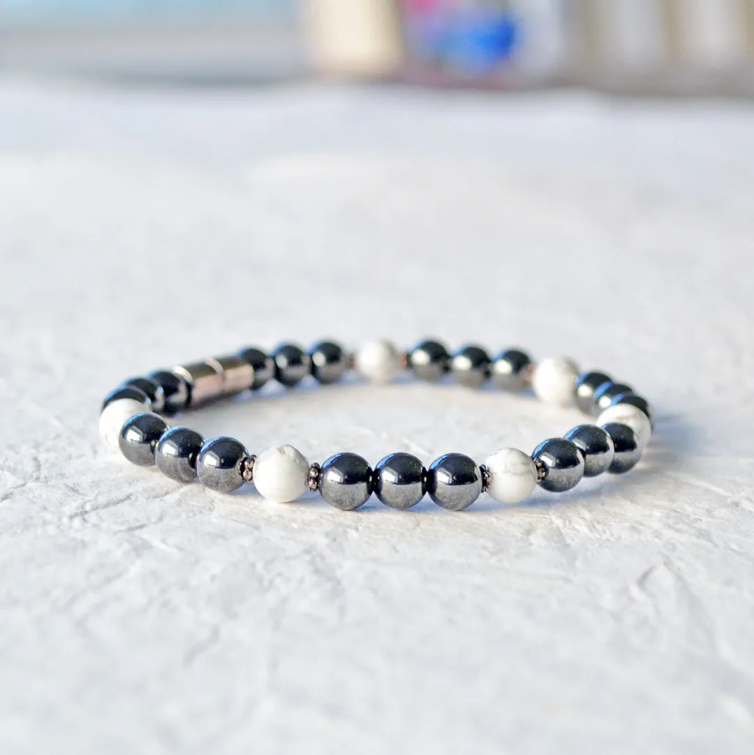 Black Hematite & White Howlite Magnetic Therapy Bracelet