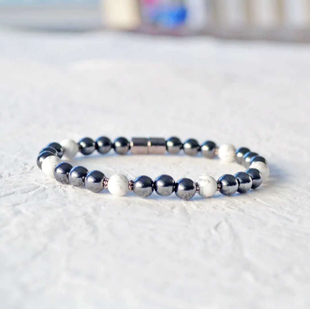 Black Hematite & White Howlite Magnetic Therapy Bracelet