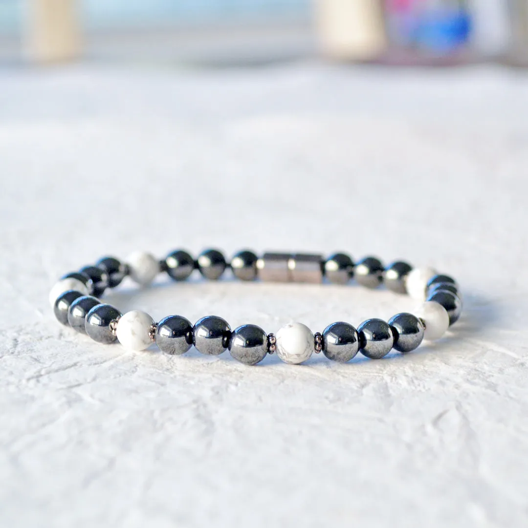 Black Hematite & White Howlite Magnetic Therapy Bracelet