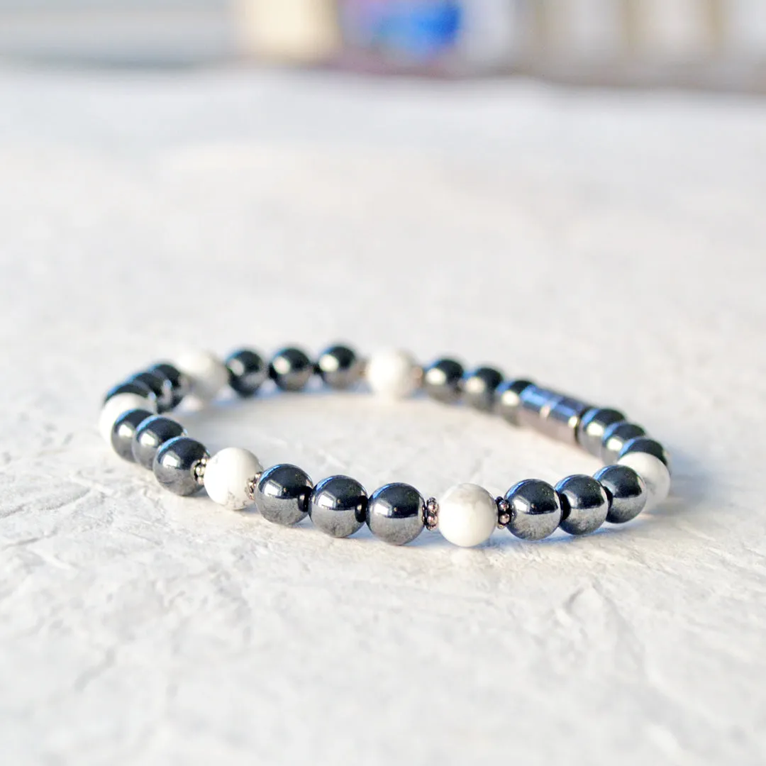 Black Hematite & White Howlite Magnetic Therapy Bracelet