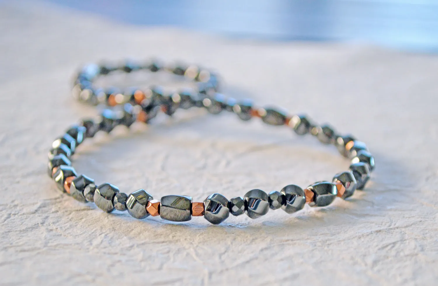 Black Hematite and Copper Magnetic Therapy Necklace