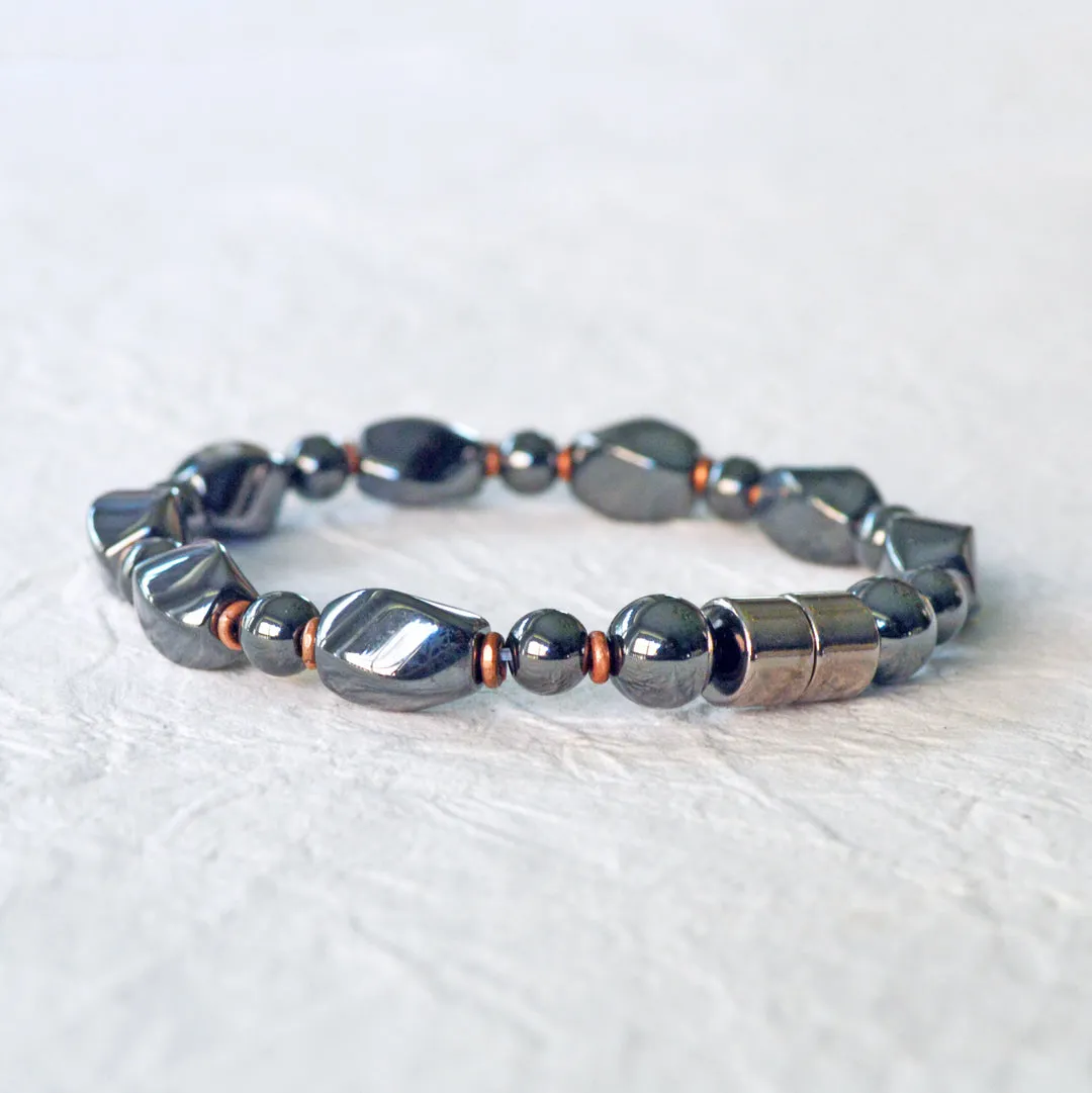 Black High Power Magnetic Hematite Bracelet for Pain