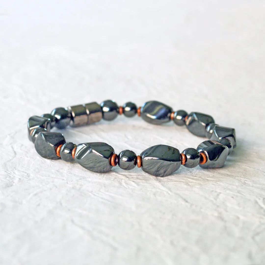 Black High Power Magnetic Hematite Bracelet for Pain
