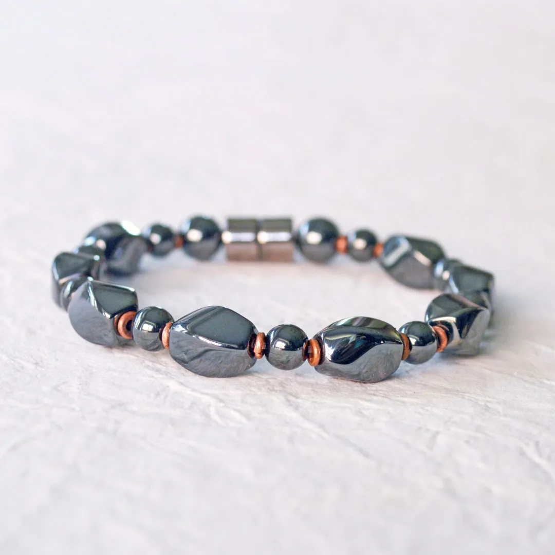 Black High Power Magnetic Hematite Bracelet for Pain