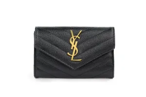 Black Matelasse Compact Wallet