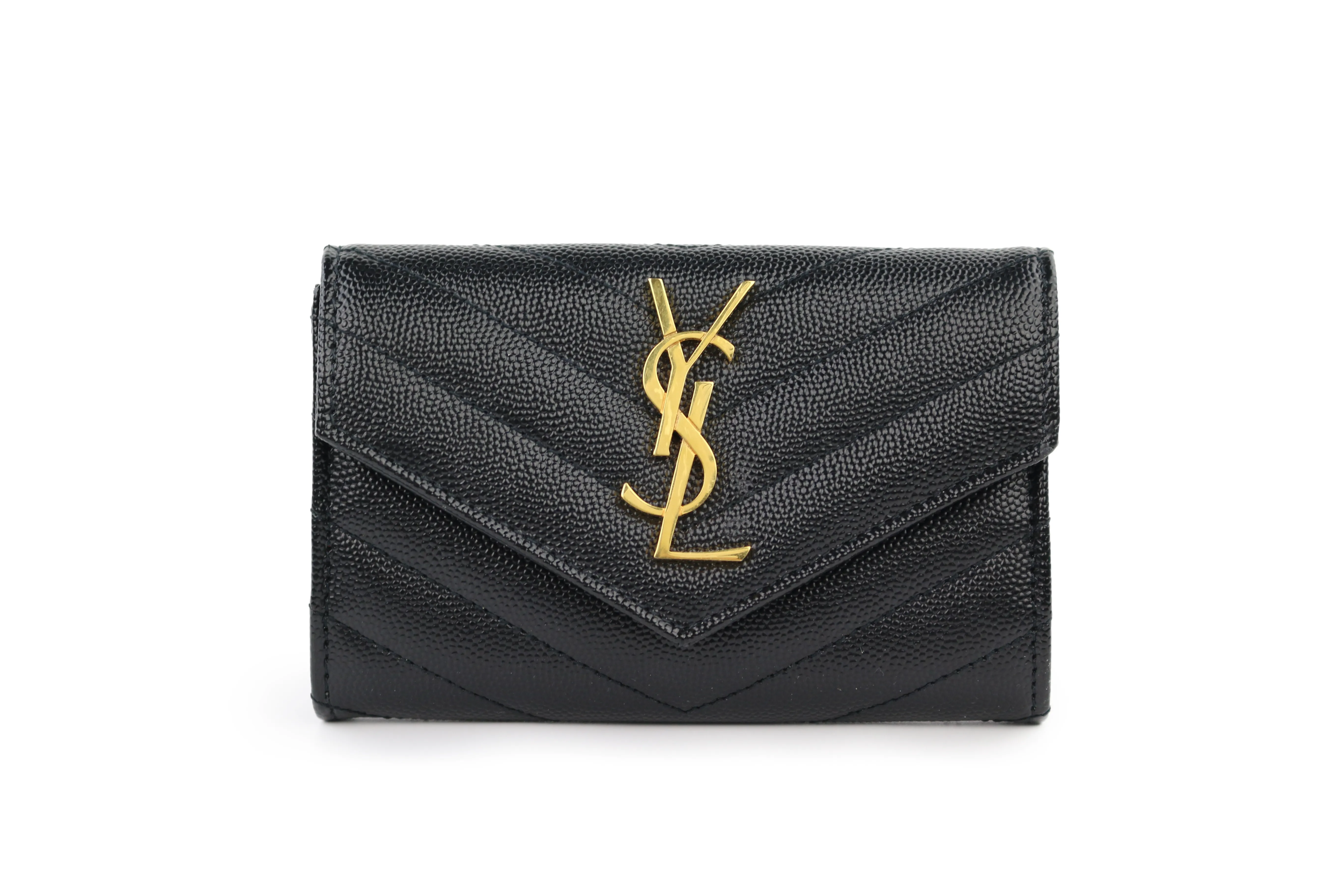 Black Matelasse Compact Wallet