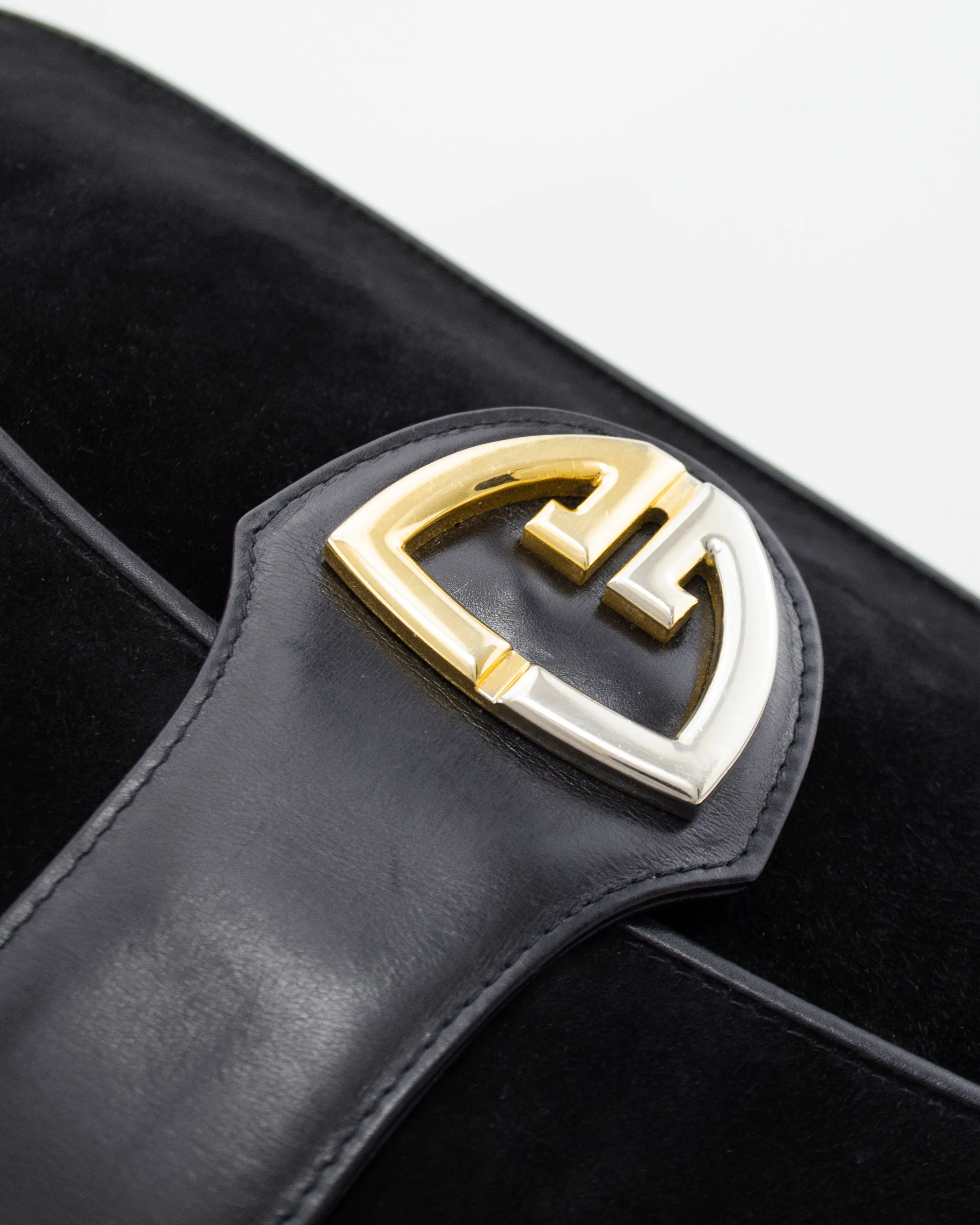 Black Suede Large Clutch