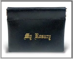 Black vinyl Leatherette Rosary Pouch (Sqeeze open and Snaps Closed)