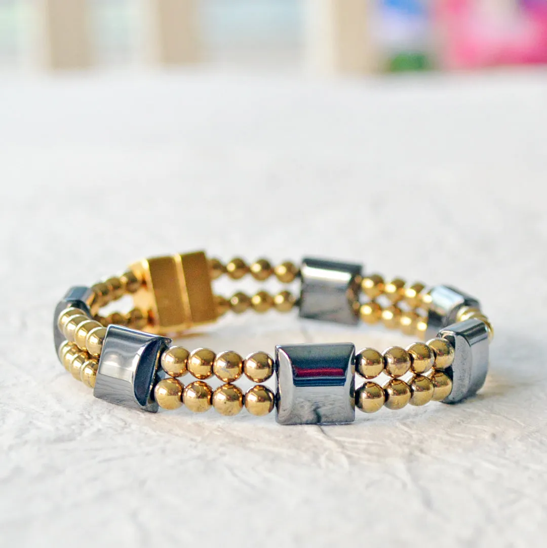 Black/Gold High Power Magnetic Therapy Bracelet