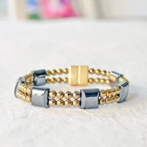 Black/Gold High Power Magnetic Therapy Bracelet