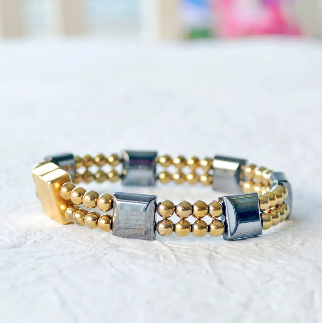 Black/Gold High Power Magnetic Therapy Bracelet