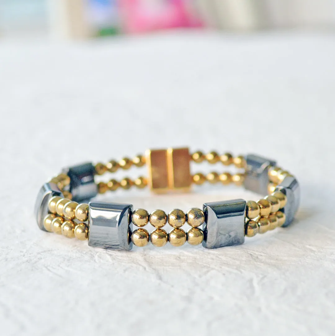 Black/Gold High Power Magnetic Therapy Bracelet