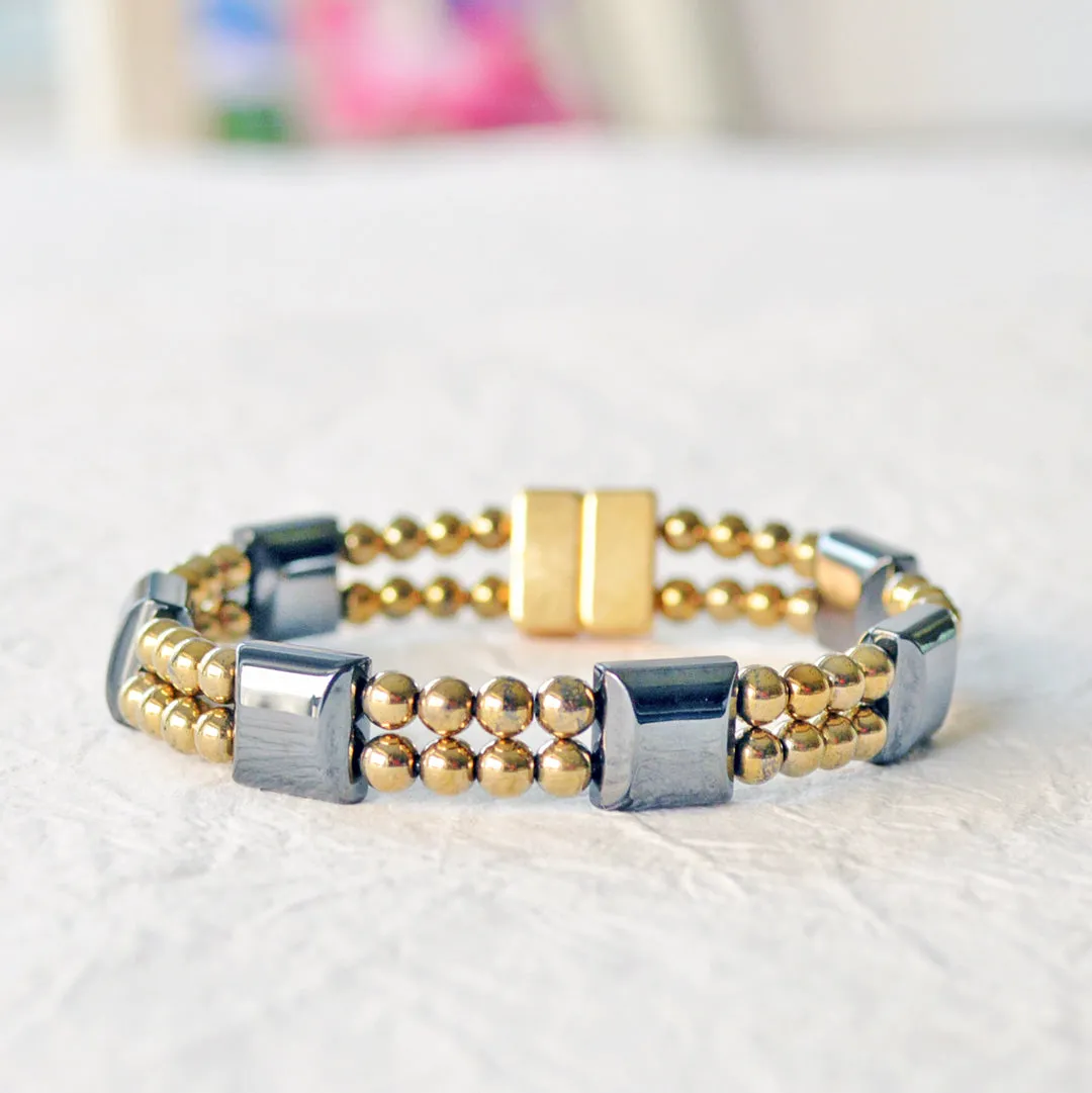 Black/Gold High Power Magnetic Therapy Bracelet