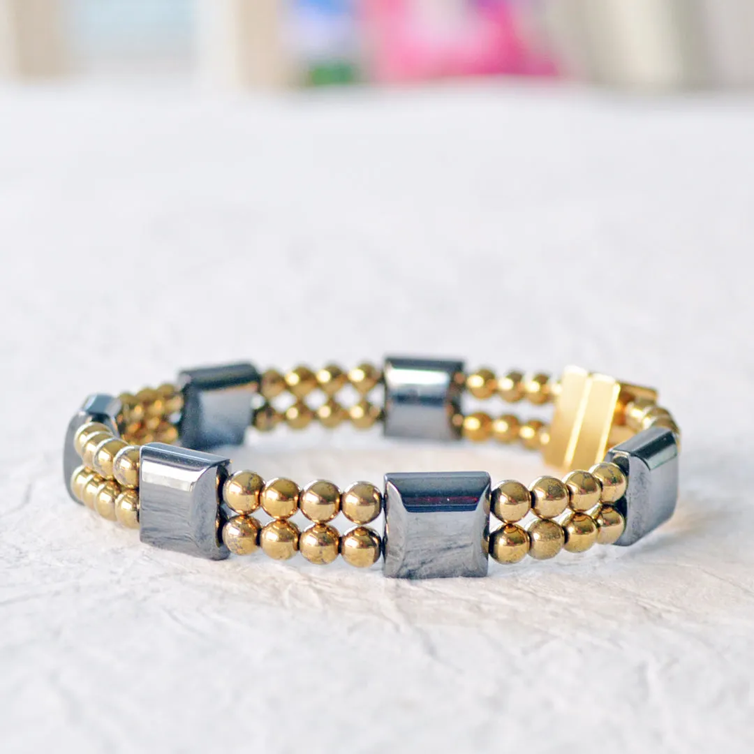 Black/Gold High Power Magnetic Therapy Bracelet