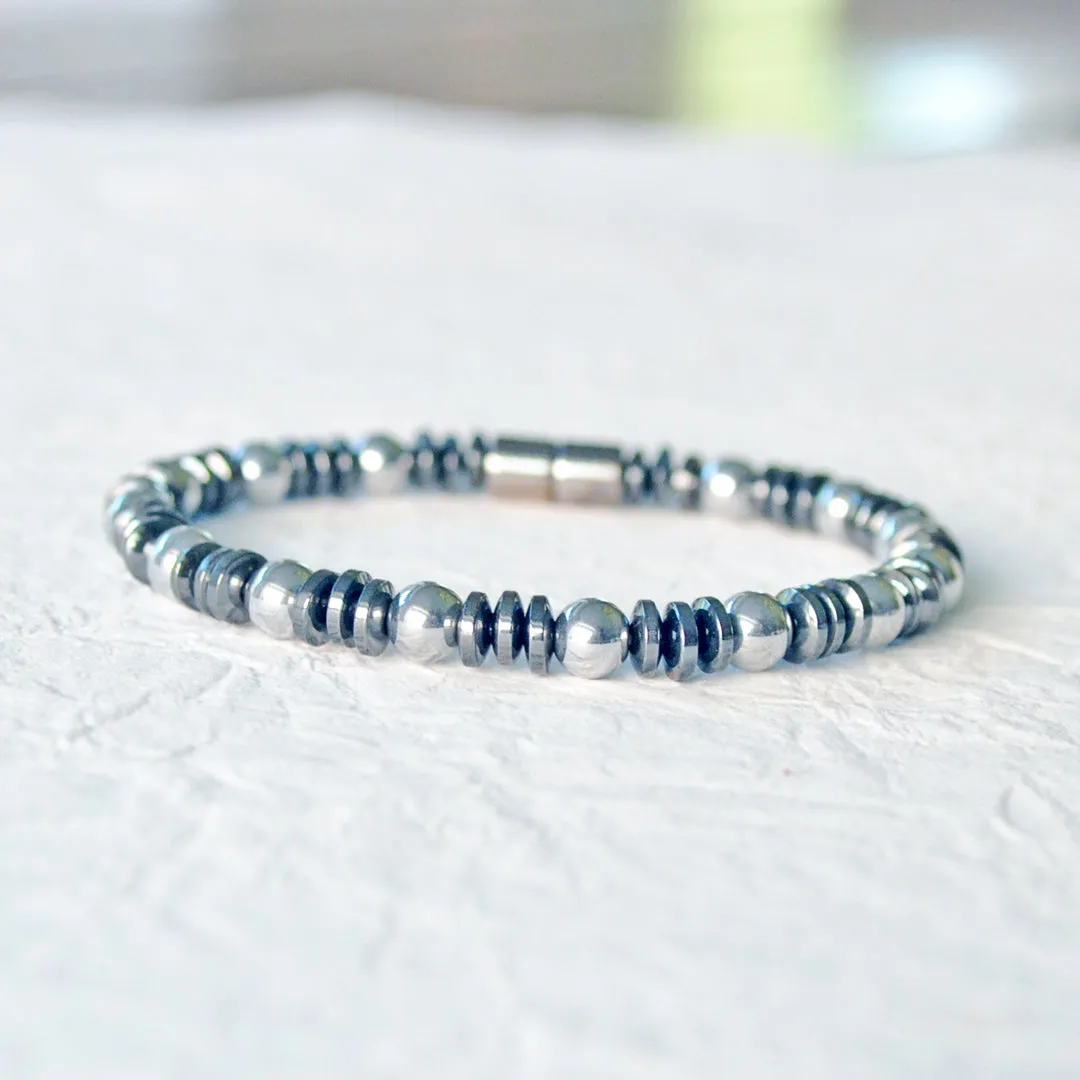 Black/Silver Metallic Magnetic Therapy Bracelet